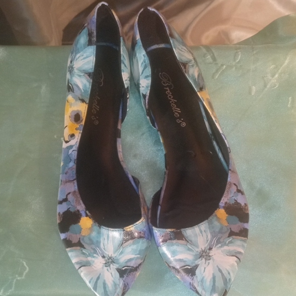 Breckelles Floral Flats - Blue and Yellow
